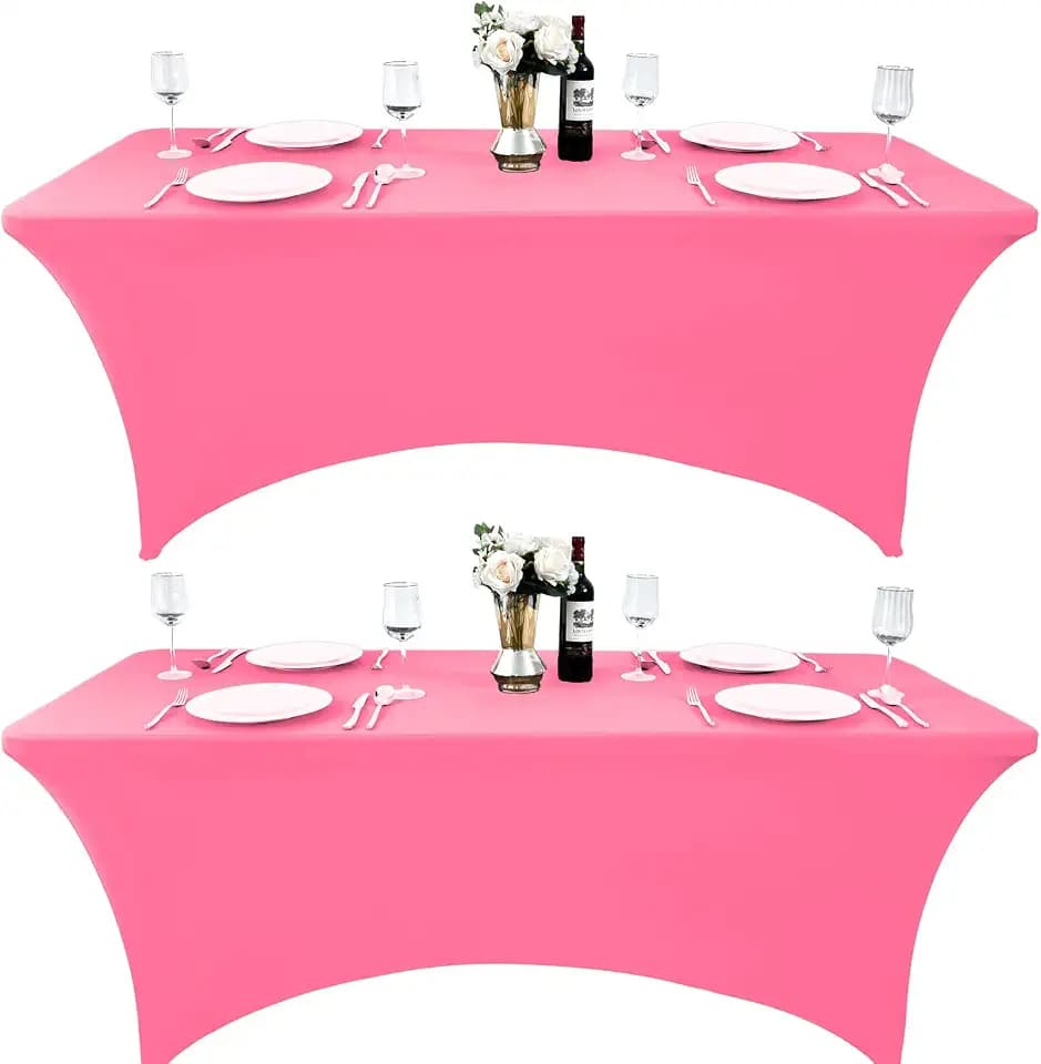 2-Pack 6ft Spandex Table Covers for Rectangle Standard Folding Tables - Wrinkle Resistant Stretch Tablecloths - Ultimate Fitted Table Protector for Parties, Trade Shows, Banquet