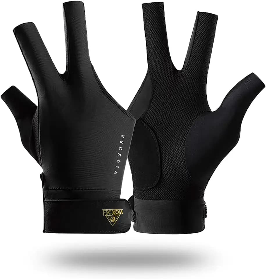 Billiard Glove for Left Hand - Durable, Comfortable, Adjustable Fit, Breathable Fabric, Smooth Cue Stroke, Suitable for Pool, Snooker (Black)