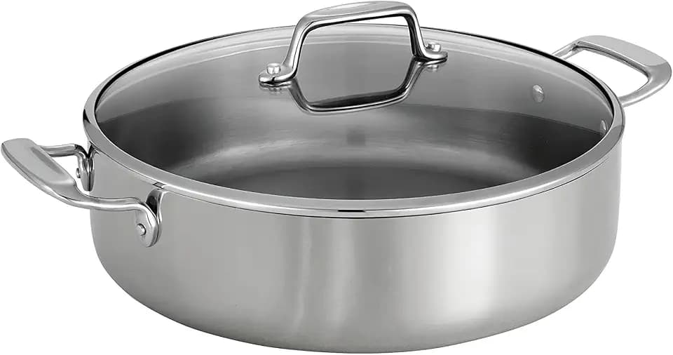 Tramontina Boston Tri-Ply Clad Stainless Steel 6-Quart Braiser Pan with Lid
