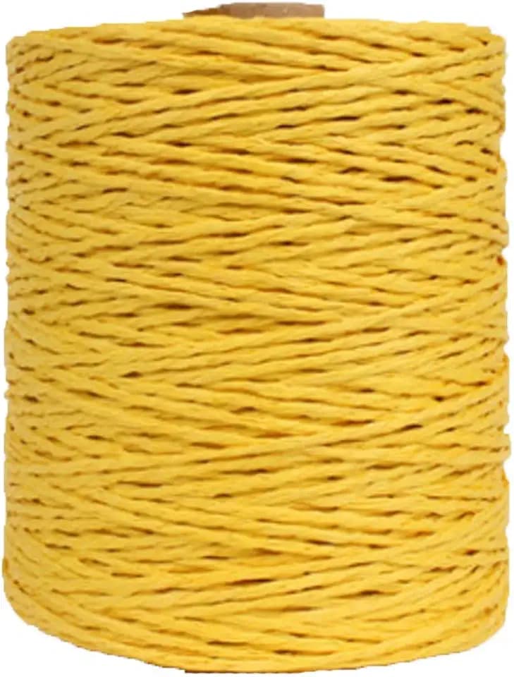 Natural Cotton Raffia Yarn Gold Yellow Summer Sun Hat, Beach Bag Accessories, Rayon Raffia Materials - 280 Meters/306 Yards
