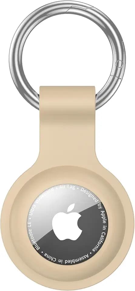Hülle für Airtag, ultraleichte Silikonhülle für Air Tags mit Anti-Verlust-Schlüsselanhänger-Ring-Zubehör Milchteefarbe