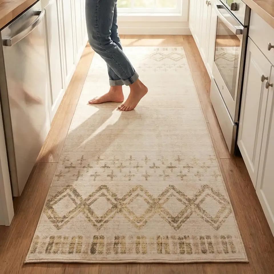 Muddy Mat® Tribal 2ft x 7ft Washable Muddy Carpet for Living Room, Bedroom & Dining Room – Modern Soft Low Pile Non Slip Carpet – Pet Friendly Waterproof Foldable Area Rugs for Home