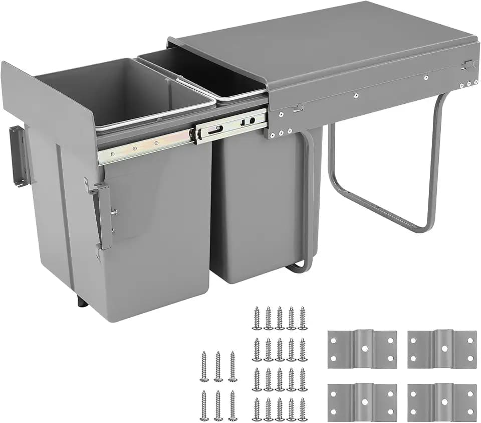 Double Pull Out Trash Can for Under Kitchen Cabinets, 10.5 Gallon (40 L)