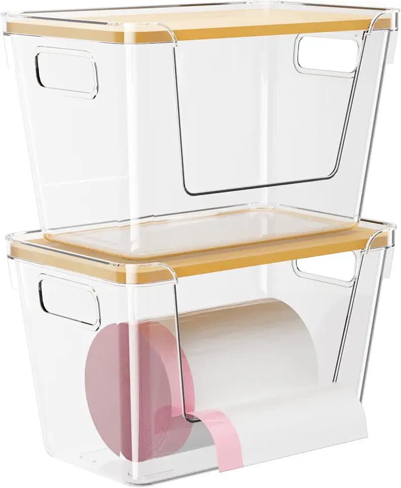 Delamu 2 Pack Trash Bag Dispenser, Stackable Garbage Bag Holder
