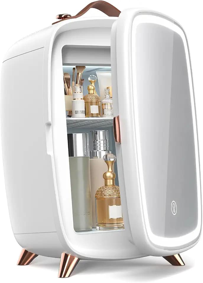 Electactic 6L Mini Skincare Fridge, Mini Fridge with LED Mirror