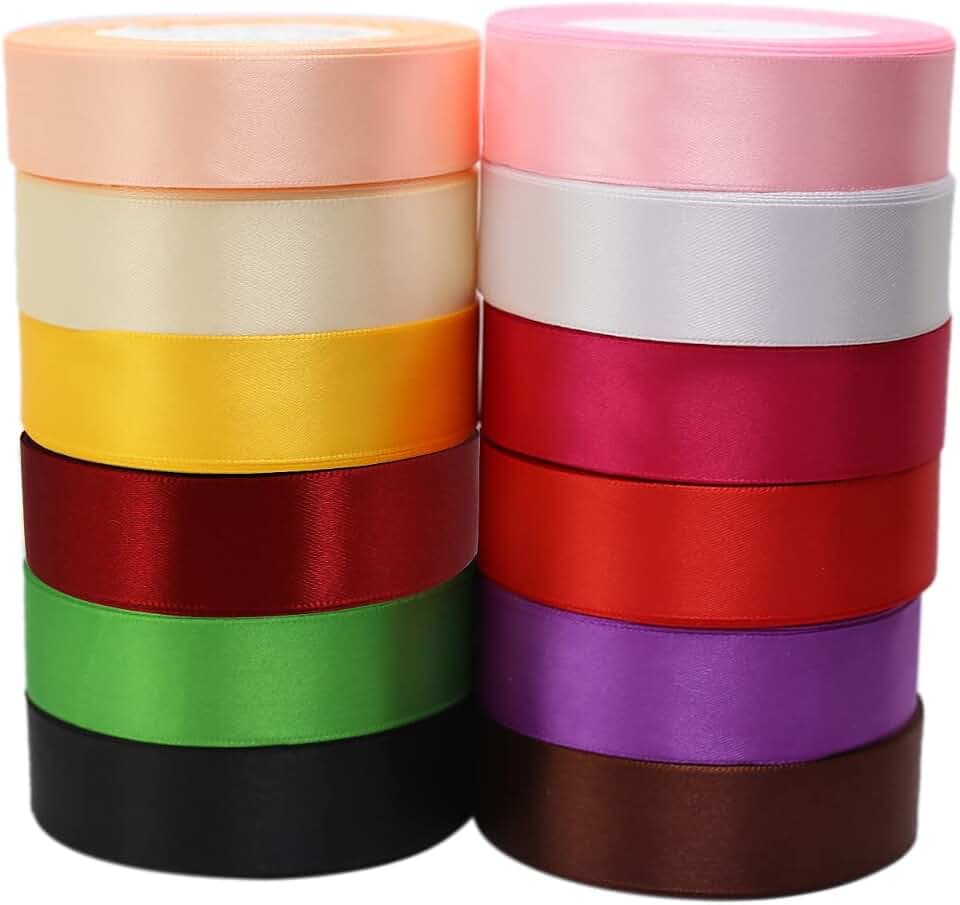 1" Muti-Color Satin Ribbon Bulk 300yd for Gifts Wrapping