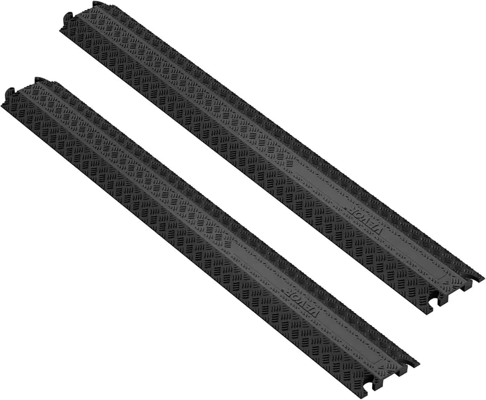VEVOR 2er-Set 1-Kanal-Kabelschutzrampe Kabelbrücke aus TPR Schlauchbrücke 100 x 13 x 2 cm Überfahrschutz 907 kg (pro Achse) Tragfähigkeit Kabel Rampe Anti-Rutsch-Design Ideal für Parkplätze