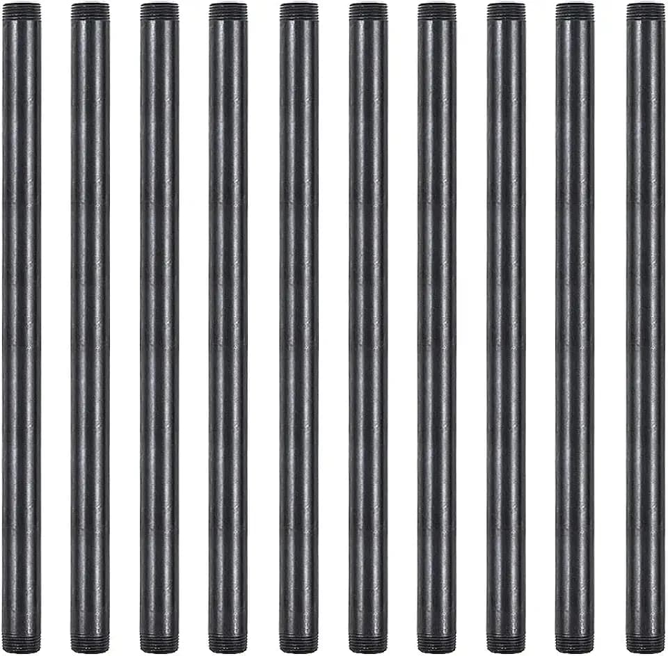 10 Pack 3/4 x 16 Inches Black Malleable Steel Pipe Nipples
