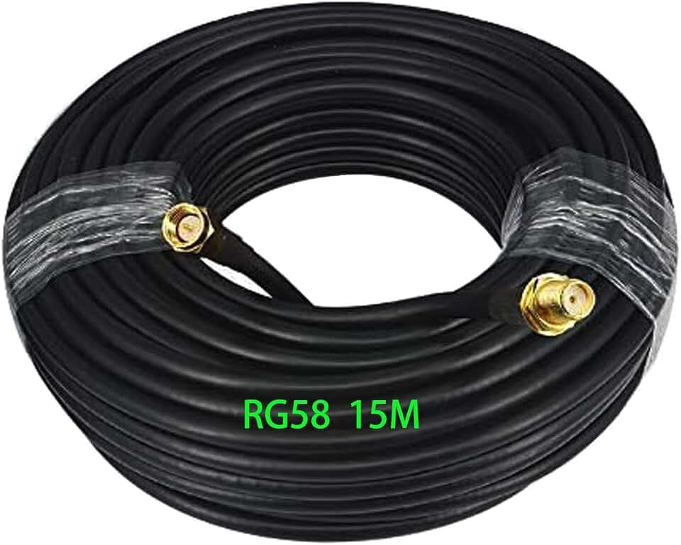 GTIWUNG RG58 SMA auf SMA Kabel 15 Meter WiFi Antennenkabel Buchse auf Stecker Koaxial Kabel Verlustarmes 50Ohm Koaxialkabel für WIFI-Antenne/Radio/FPV-Drohne usw