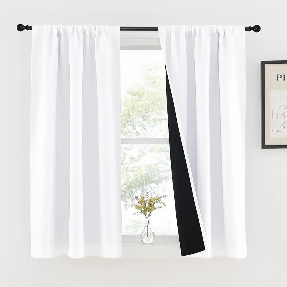 NICETOWN White Kitchen Blackout Curtains 37 x 45 inches Long for Window