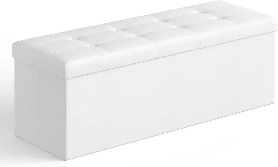 SONGMICS Storage Ottoman Bench, 43.3 Inches Folding Foot Rest Stool
