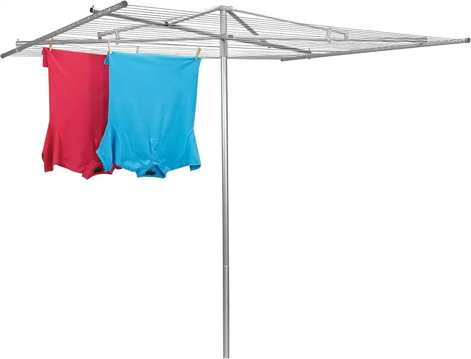 Household Essentials Outdoor Telescoping Clothesline Prop with Adjustable Steel Pole, Silver Finish