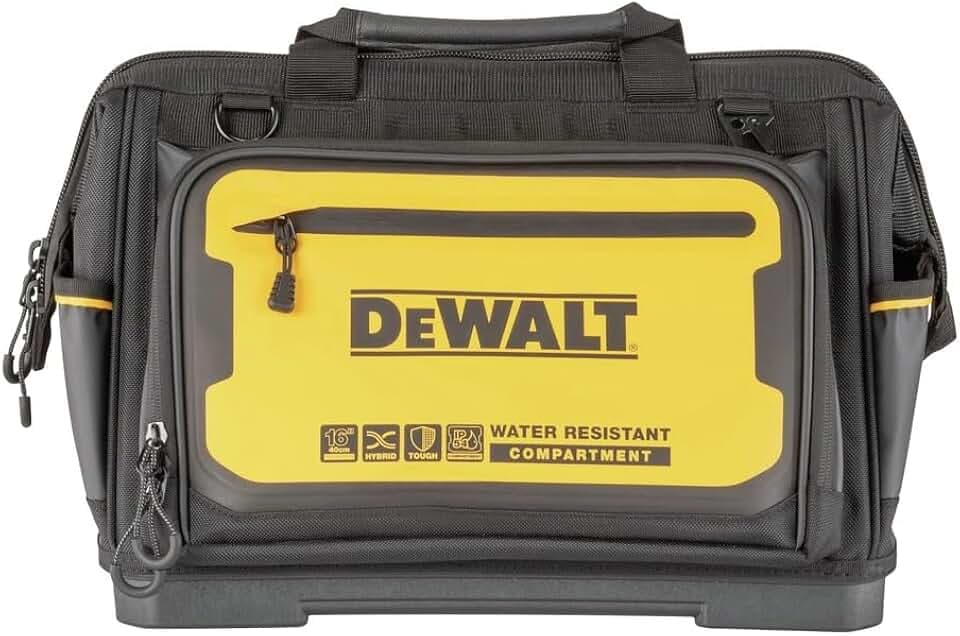 DEWALT Tool Bag, Water Resistant, Hard Bottom, 16-inch, Professional Tool Tote (DWST560103)