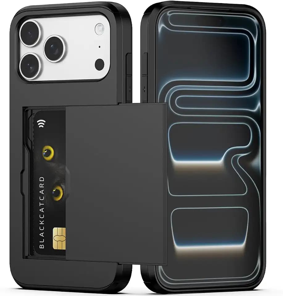 Nvollnoe for iPhone 17 Pro Max Case with Card Holder Black