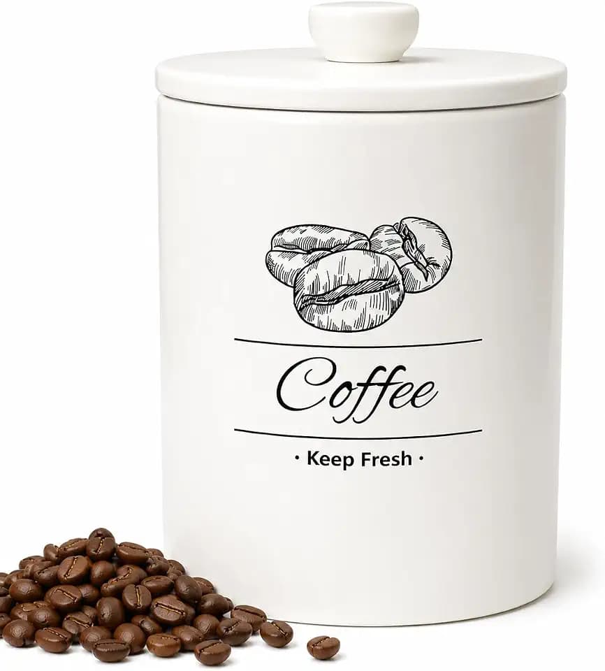 Ceramic Coffee Canister, 5.5''×8.2'', with Airtight Lid, 66 fl oz Capacity