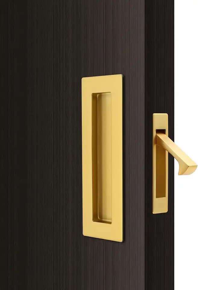 Dontay Pocket Door Handles,Recessed Pull,Non Lock Flush Hardware,Gold,6''