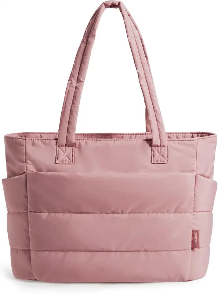 BAGSMART Puffy Tote Bag for Women, Lightweight Work Tote Handbag