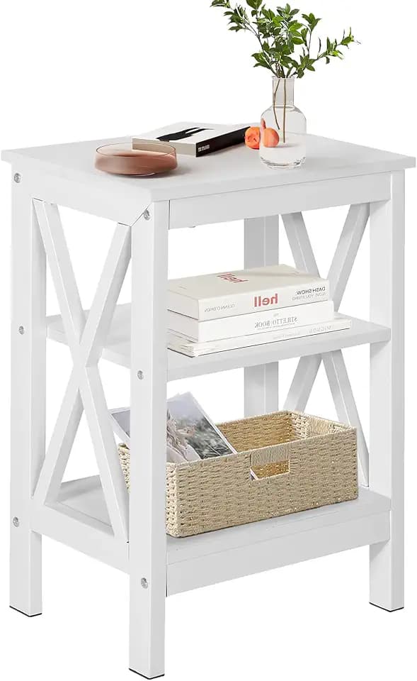 VECELO Modern Nightstands X-Design Side End Table Night Stand with Storage Shelf for Bedroom,Living Room,