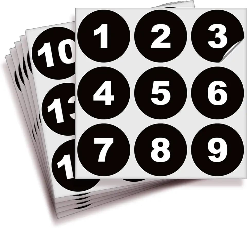 iSYFIX Black Consecutive Number Stickers, 2-inch, 1 to 50, 1 Set