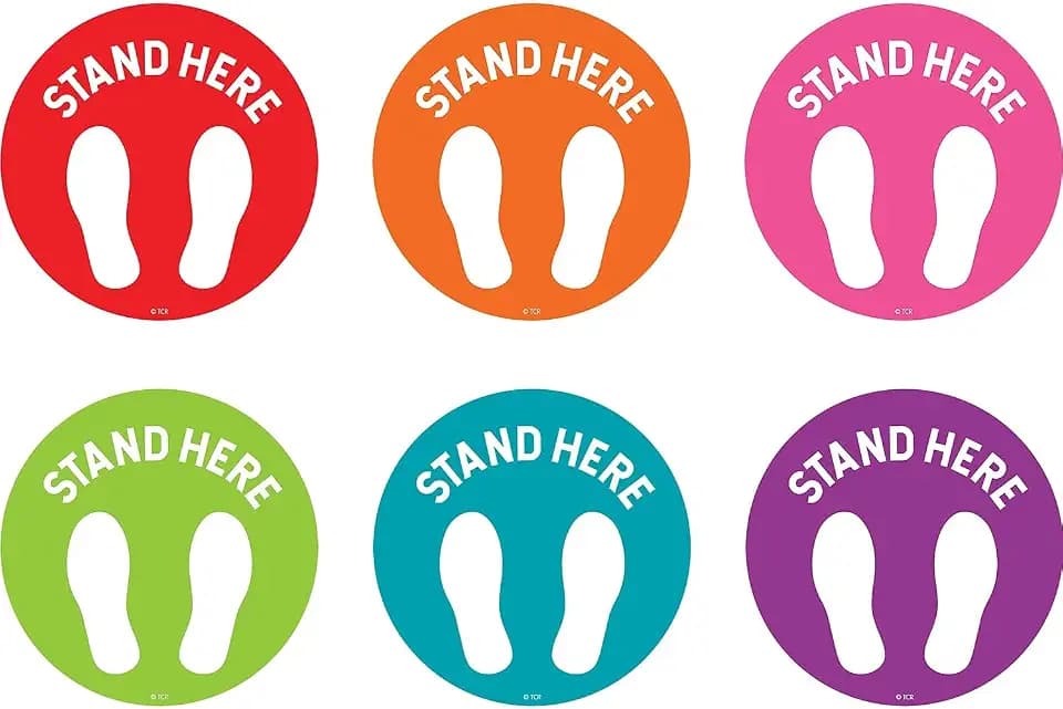Teacher Created Resources Spot On Floor Markers: Stand Here - 4'' (TCR77508)