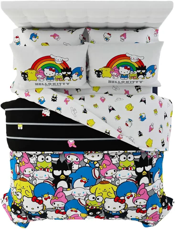 Franco Collectibles Hello Kitty & Friends Bedding 7 Piece Super Soft Comforter and Sheet Set with Sham, Full, (Official Licensed Product)