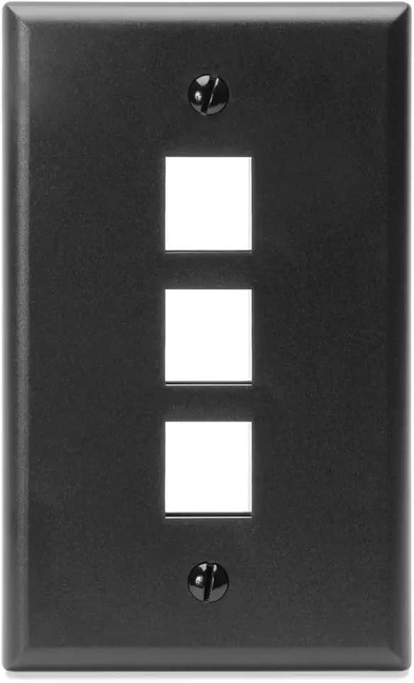 Leviton QuickPort Wallplate, Single Gang, 3-Port, 41080-3EP, Black