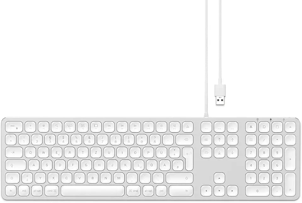 SATECHI kabelgebundene USB-Tastatur mit Ziffernblock, DE, Silber
