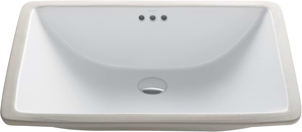 KRAUS Elavo 23-inch Rectangular Undermount White Porcelain Ceramic Bathroom Sink with Overflow, KCU-251