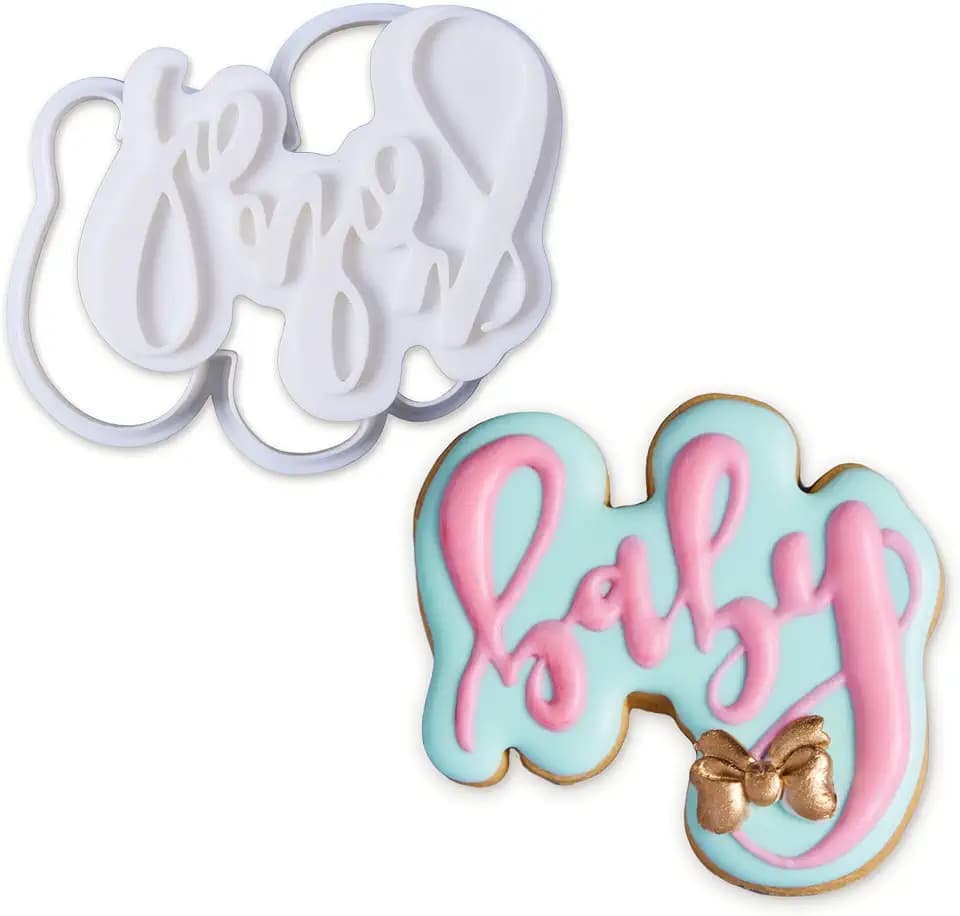 Mostop 3D Cookie Cutter with Baby Letter Stampers Baby Shower Cake Mold Fondant Decorating Tools DIY Mold for Sugar Craft Baking Mould Kids' Birthday Party Kitchen Tools