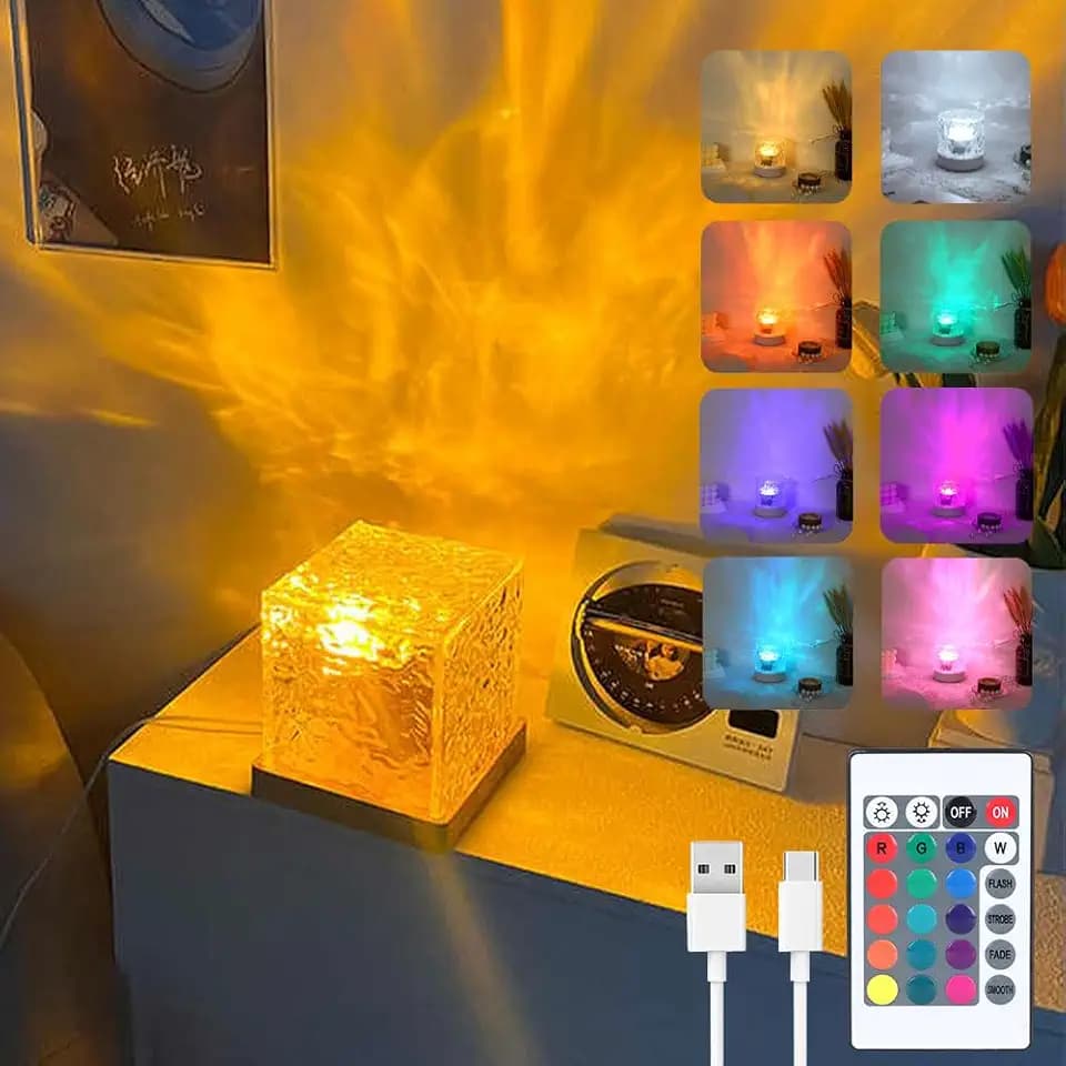 Vcwtty Cubic Ocean Wave Projector, 16 Colors Aurora, Remote