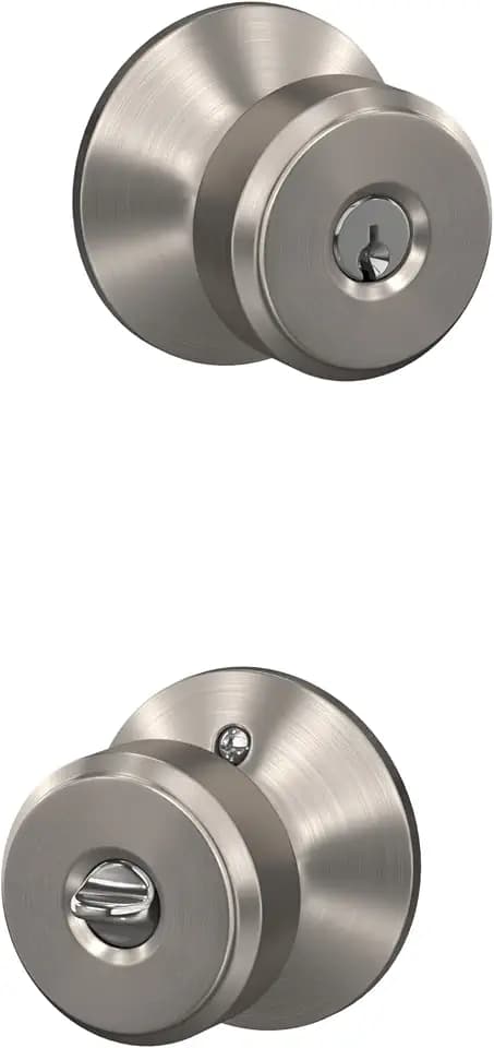 SCHLAGE Bowery Keyed Entry Door Knob, Interior/Exterior, Satin Nickel