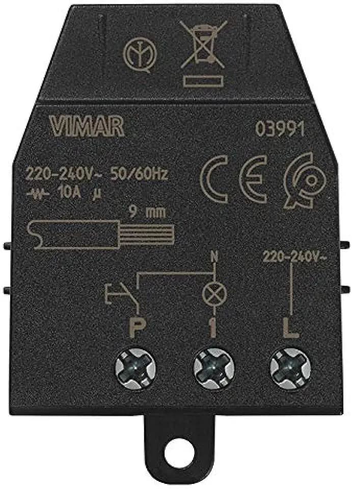 Vimar 03991 Quid Magnetrelaismodul für sequentielle Impulsleuchten ON/OFF, 1 Eingang für NO-Taste, 1 Relaisausgang NO 10 A 220-240 V, 50/60 Hz
