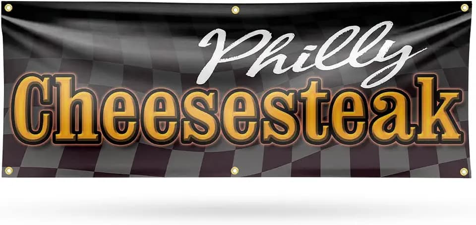 Philly Cheesesteak Banner Sign 24 Inch x 72 Inch | 13 oz Vinyl with Metal Grommets | Heavy-Duty Single-Sided Outdoor Durable Printed High-Quality Weatherproof | Made in the USA