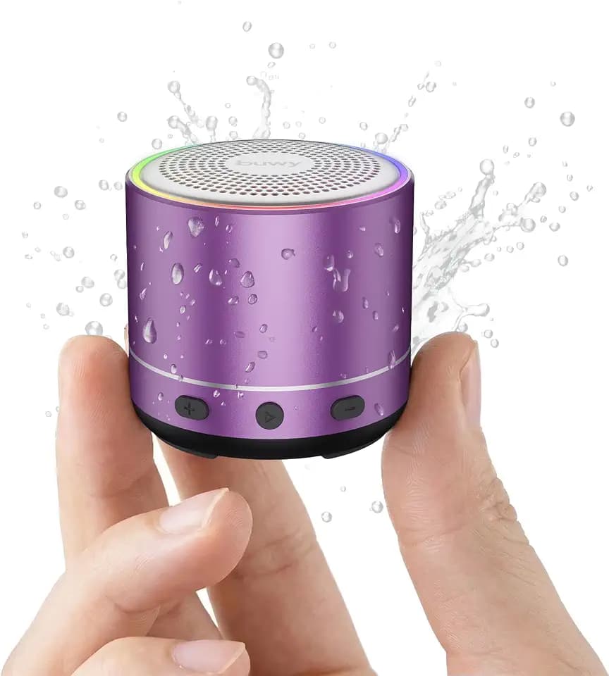 Mini Bluetooth Lautsprecher (83g), Musikbox Bluetooth 5.4 mit RGB Lichter, HD-Sound & Starke Bass, Tragbarer kabelloser Outdoor Mini Lautsprecher, kompaktes Design für Reise/Outdoor/Garten, Lila