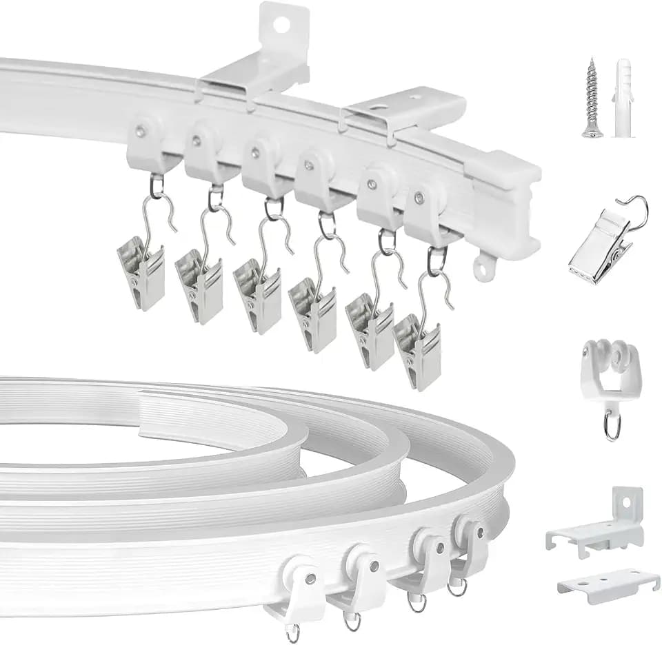 Ceiling Curtain Track, Flexible Bendable Curtain Rail System, 20Ft Wall Mount Heavy Duty Sliding Room Divider Ceiling Track for Curtains, RV, Shower, Hospital