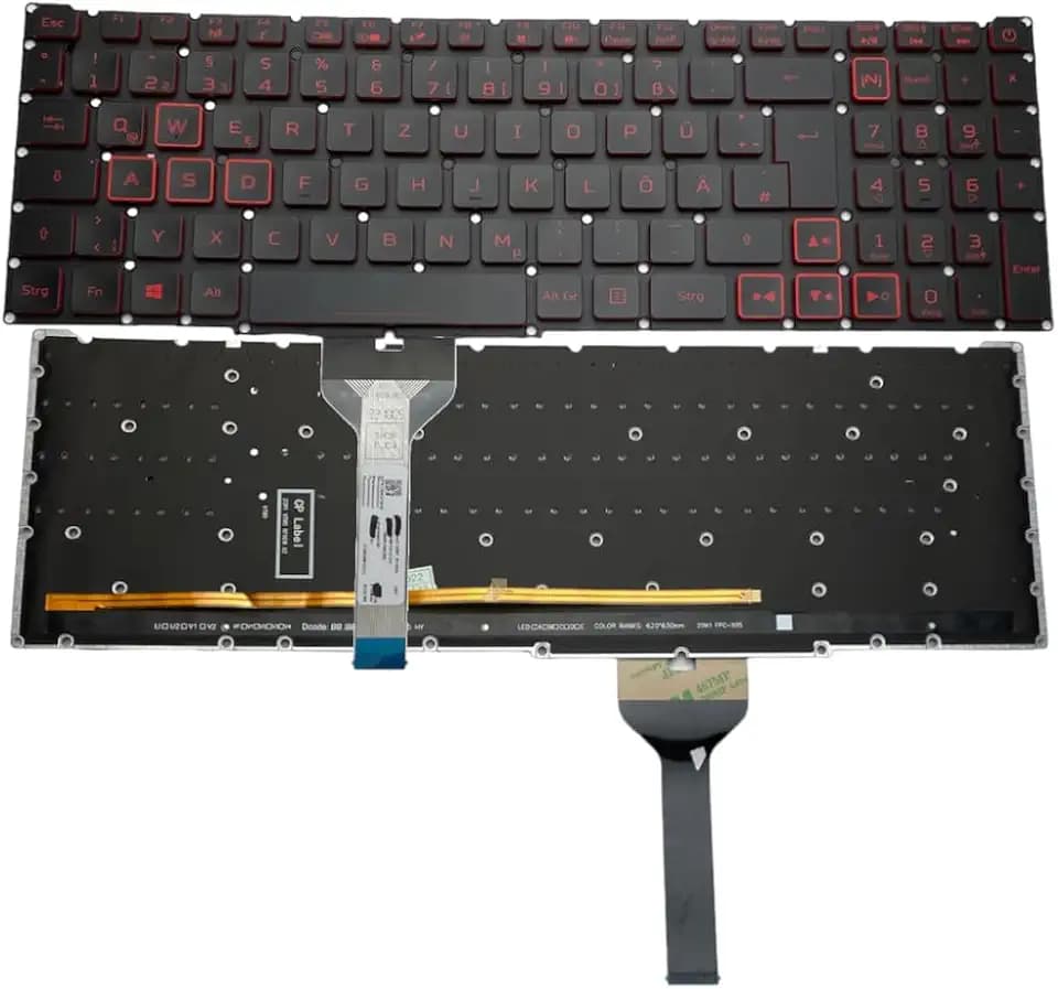 Trade-Shop Original Laptop Notebook Tastatur Deutsch QWERTZ mit roter Beleuchtung kompatibel mit Acer Nitro 5 AN515-57 AN517-41 AN517-45 AN517-51