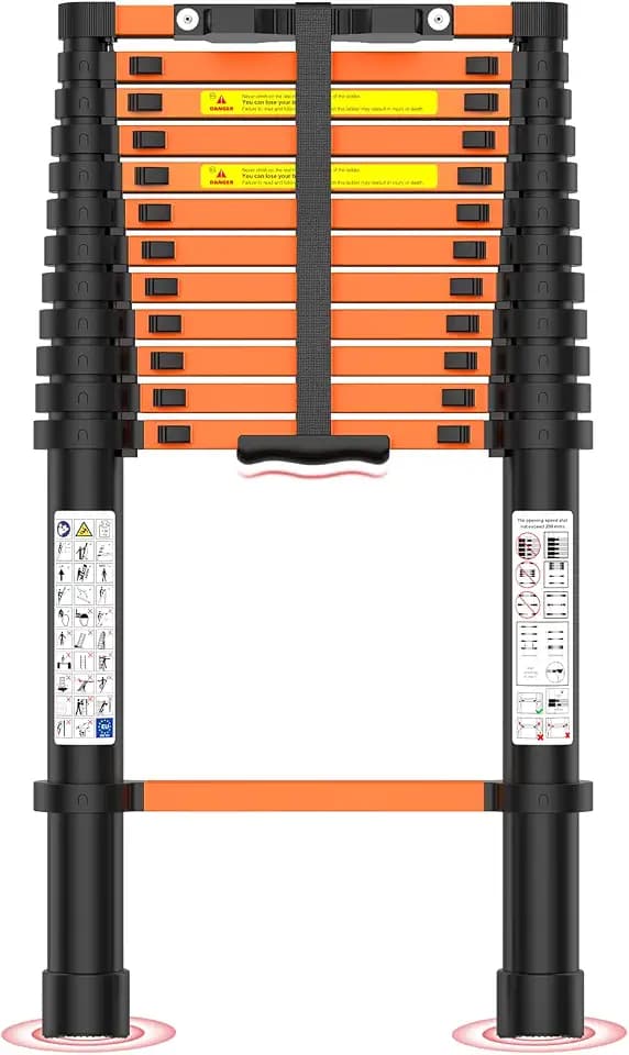 Telescoping Ladder,12.5 FT Extension Ladder, Heavy Duty 330lbs Max Capacity