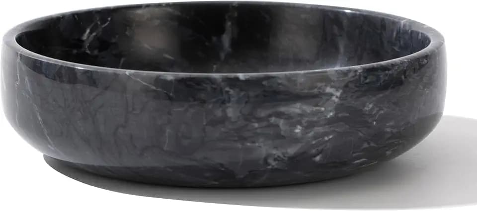 6.7" Large Decorative Bowl, Natural Marble Decorative Bowls for Home Decor, Key Bowl, Candy Bowl, Smudge Bowl, Coffee Tables Centerpiece (Natural Black)