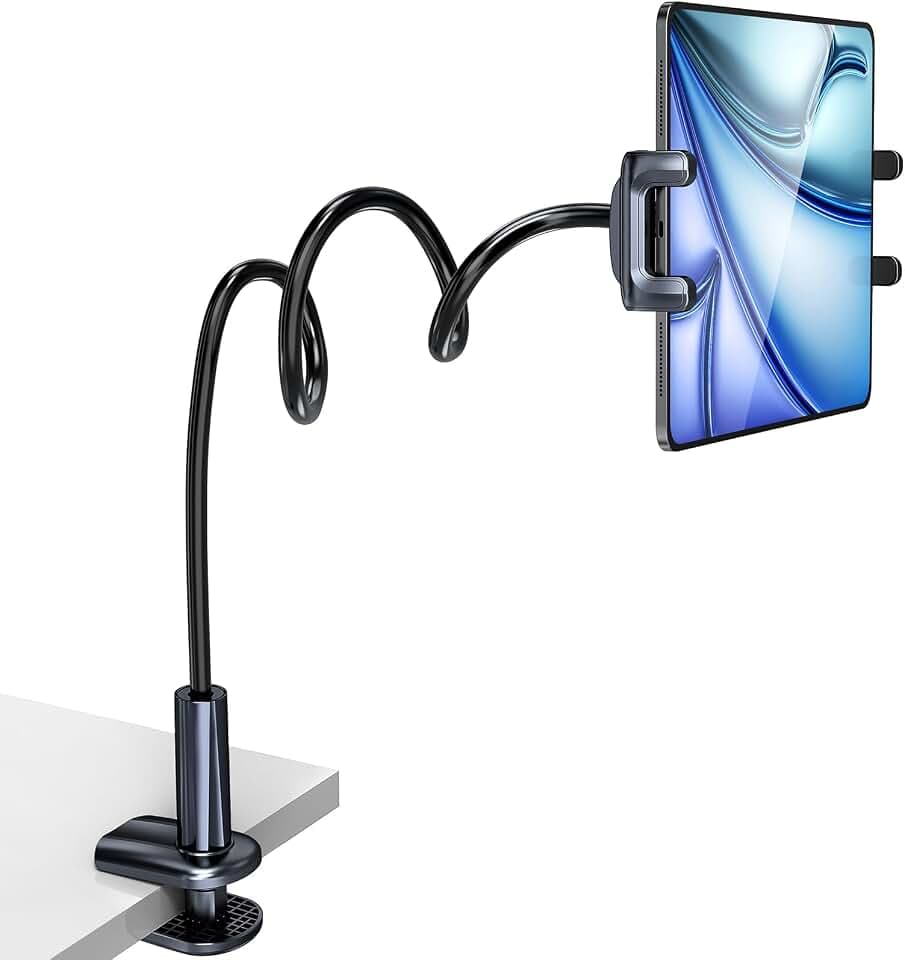 Tablet Stand Halter für Bett,Tisch-Flexible Verstellbare Lange Schwanenhals Arm Tablet Mount Klemme Kompatibel mit Handy/iPhone/iPad/Galaxy Tab/Kindle Fire/oder Anderen 4.7-10.5" Geräten