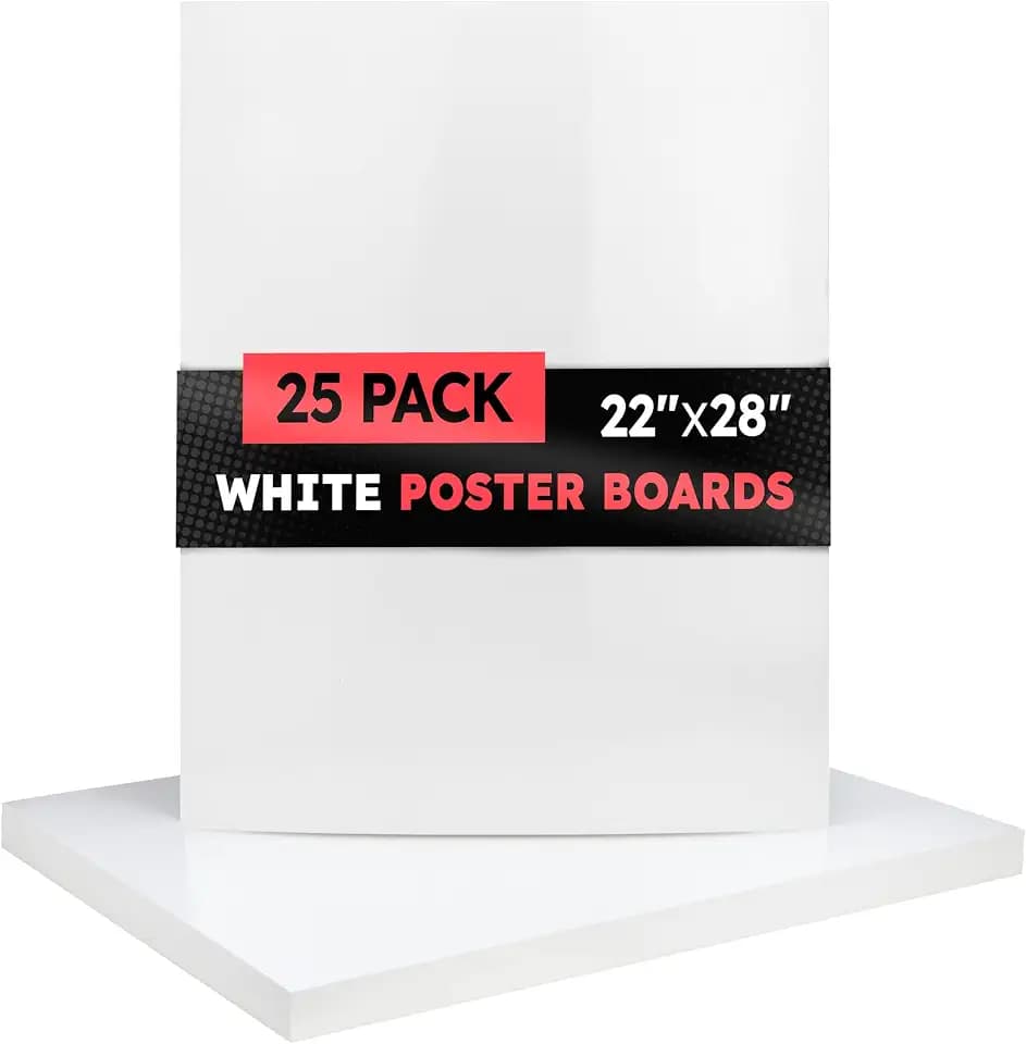 Hygloss White Poster Board 22 x 28-25 Count Bulk Pack, 10 Pt. Thickness