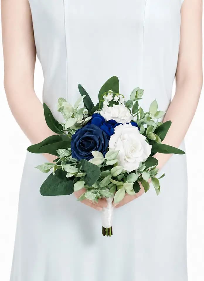 Rinlong Navy Blue Bridesmaid Bouquet for Wedding, Prom, Homecoming