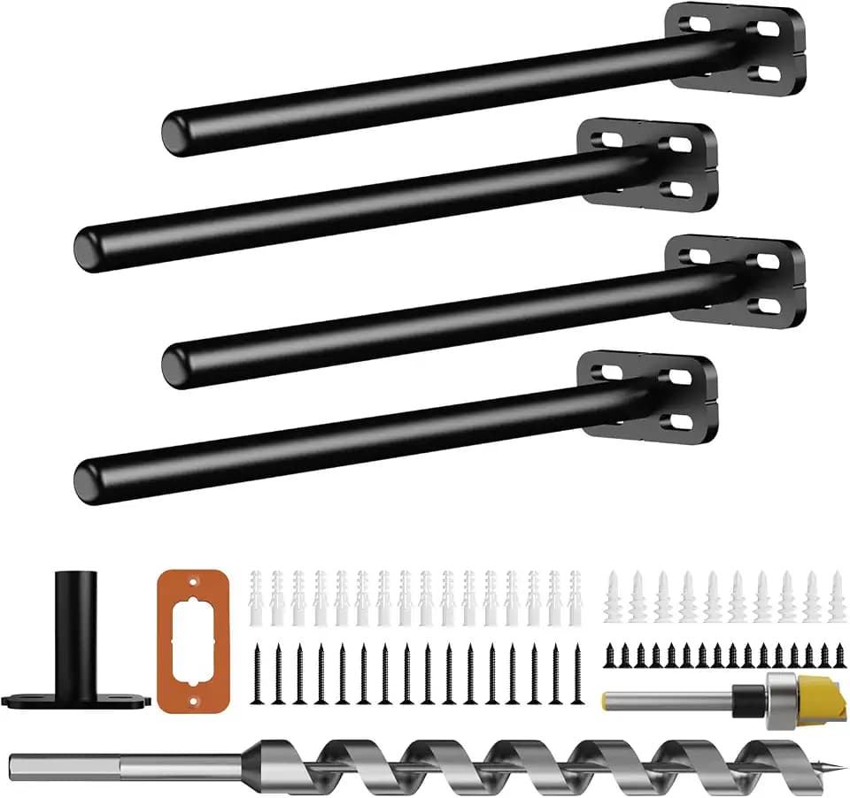 4pcs Wall Shelf Brackets Heavy Duty Floating Shelf Bracket Hidden,Invisible Black Shelving Brackets Decorative Floating Shelf Hardware Heavy Duty,Metal Shelf Support Bracket(8"-4pcs)