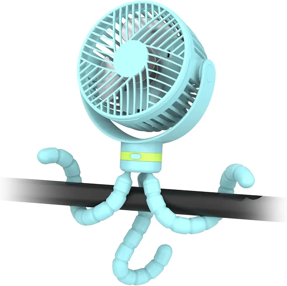 ITSHINY Kinderwagen Ventilator, 8000 mAh Ventilator Akku, Kinderwagenlüfter mit Flexibler Stativ, Tragbarer Ventilator, Handventilator, Leise Tischventilatorfür Kinderwagen Camping
