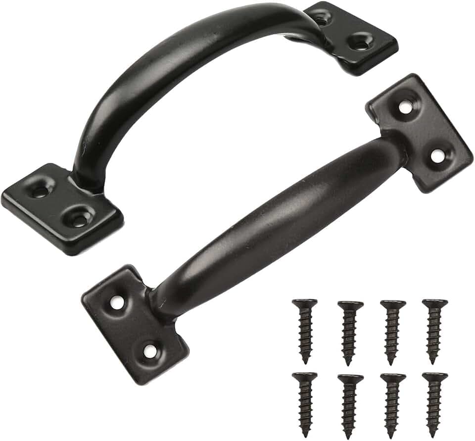TamBee 2PCS 6-1/2 Inch Pulls Black Door Pull Handle Metal Kitchen Cabinets Furniture Wardrobe Medicine Handle in Black Door Hardware Gate Handle Door Pulls Warehouse Outdoor
