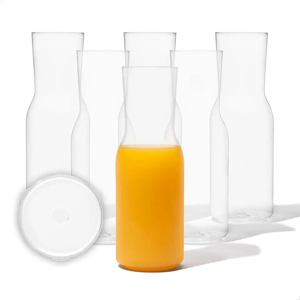 TOSSWARE POP 35oz Carafe + Lids Set of 6, Premium Quality, Recyclable, Unbreakable & Crystal Clear Plastic Drink Pitcher