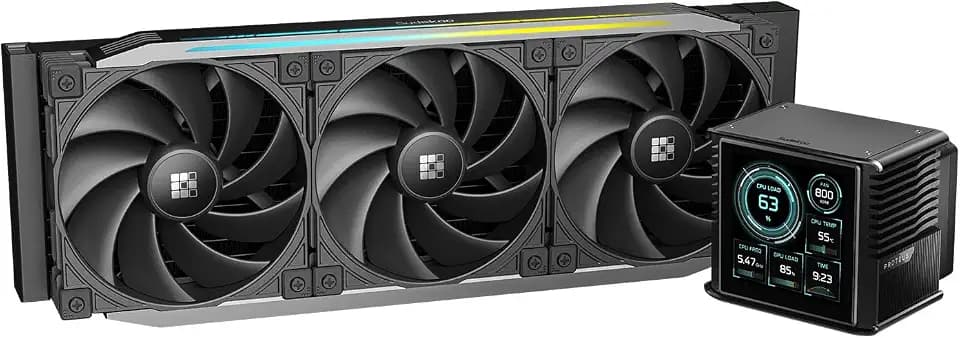 Sudokoo PROTEUS 360 CPU Wasserkühlung : AIO Wasserkühlung 360mm mit Personalisierbarem 3,4" LCD Display - CPU Kühler mit 30mm Dicker Lüfter & PWM-Pumpe für Intel LGA 1851/1700/1200/115X & AMD AM5/AM4