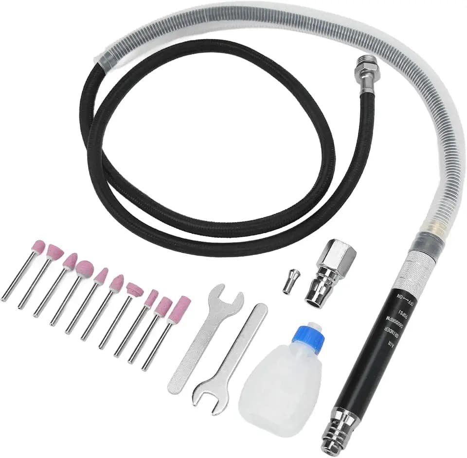 Pneumatic Pencil Grinder Kit, 65000 rpm, 1/8in Collet, Zinc Alloy, for Engraving, Cutting, Grinding, Polishing
