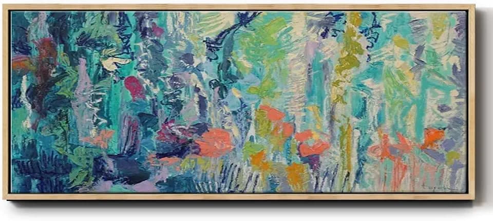 Renditions Gallery Abstract Nature Harmony Floater Frame Artwork Colorful Downpour Butterflies Wall Decoration Prints & Paintings for Bedroom Office Kitchen - 24"X60" NATURAL Frame GAL027
