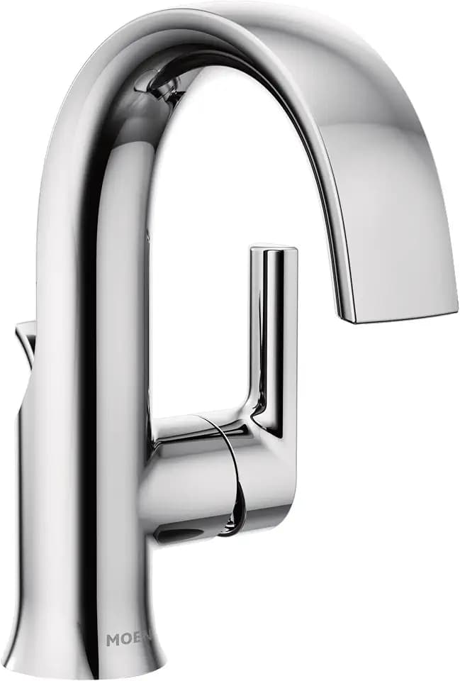 Moen Doux Chrome Collection One-Handle High Arc Laminar Stream Bathroom Faucet, Modern Bathroom Sink Faucet, S6910