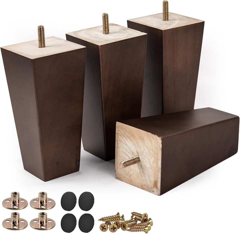 10 inch Solid Wood Pyramid Furniture Legs 4PCS Mid-Century Modern